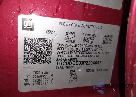 2023 Chevrolet Silverado 1500 4Wd Standard Bed Ltz from USA, damaged, VIN 1GCUDGE83PZ294657